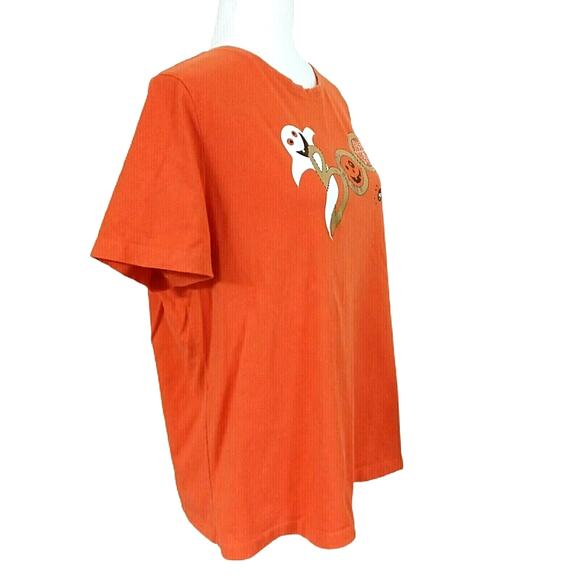 Orange Halloween T Shirt Ghost Pumpkin Spider Web BOO Graphic Girls JR 2XG - Picture 2 of 12